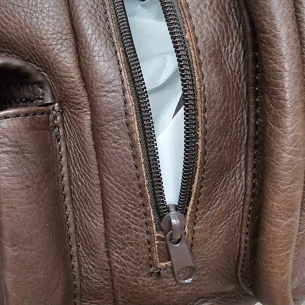 Marlboro Vintage Leather Drawstring Boho Unlimited Promo Large Brown Backpack - Picture 9 of 14